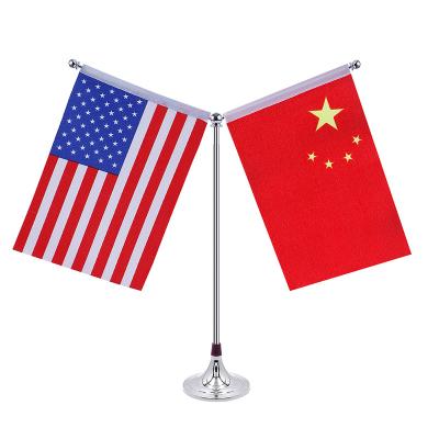 China Base with sturdy heavy factory direct sales and durable cheap flag stand table flag pole conference room negotiations table desktop flagpole for sale