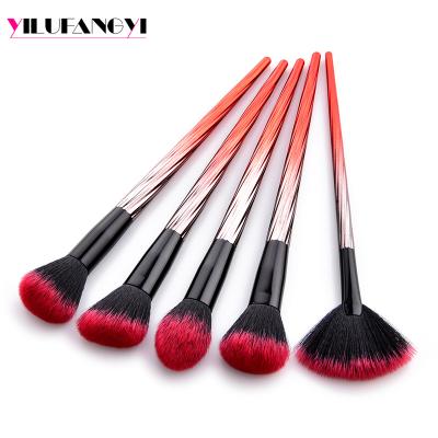 China Angular Blush Makeup Tools 5pcs Professional Cosmetics Brush Kabuki Makeup Brush Set for sale