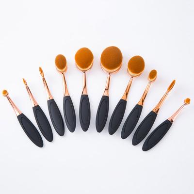 China Angular Blush 10 Pcs High Quality Oval Toothbrush Makeup Brush for sale