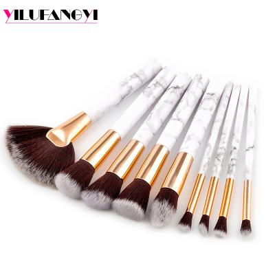 China Angular Blush Marble 9pcs Makeup Brush Collection Set Cosmetic Brush For Brand Cosmetics Tools for sale