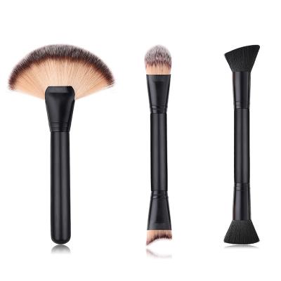 China Angular Blush Double Headed Makeup Brush Makeup Tool Shadow Brush Wooden Handle Single Brush for sale