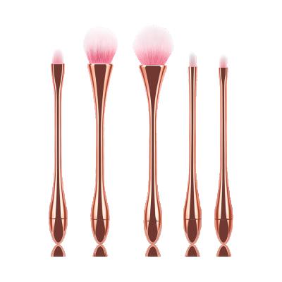 China Angular Blush 5Pcs Heart Shaped Brush Set Cosmetic Makeup Brush Rose Gold Handle Make Up for sale