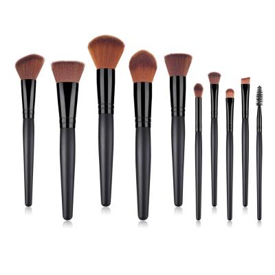 China Angular Blush 10pcs Makeup Brush Set Beauty Makeup Brush Set Black Synthetic Hair Makeup Kit for sale