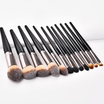 China Angular Blush Black Handle Private Label Brushes Makeup Brush Set for sale