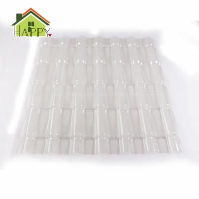 China Traditional Transparent Corrugated Plastic Material Fiberglass Spanish Roof Tile Carport Roofing Flat Roof Tiles for sale