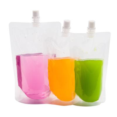 China Recyclable Custom Liquid Food Beverage Beer Clear Packaging Bags 50ml 300ml 500ml 1000ml Transparent Stand Up Spout Plastic Pouch With Cap for sale