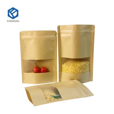 China Recyclable Food Grade Heat Seal Paper Craft Kraft Zipper Bag For Tea Snack for sale