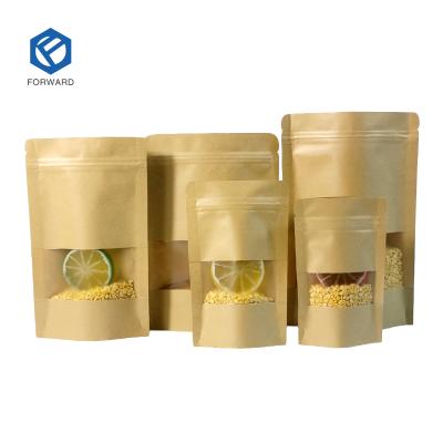 China Recyclable Custom Food Grade Stand Up Bag Kraft Paper Zip Lock Pouch Bag Plastic Packaging Bags for sale