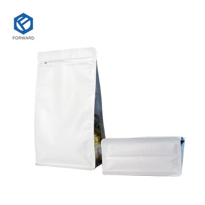 China Instock Wholesale Recyclable Flat Bottom Stain Plastic Bag Stand Clear Pouch With Resealable Zip Lock For Tea Nuts Rice for sale