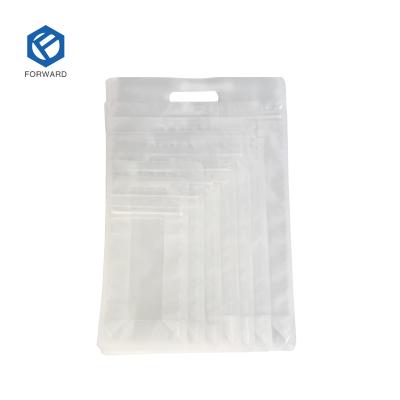 China Recyclable Clear Zipper Top Storage Container Flat Bottom Protein Powder Bag With Value for sale