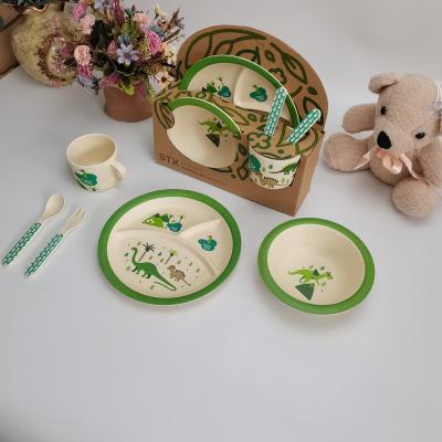 China 2022 New Cartoon Tableware 5pcs Dinnerware Sets Feeding Children And Baby for sale