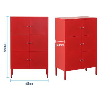 China Knock Down Cheap Price Knock Down Swing 6 Doors Closet Living Room Metal Storage Cabinet for sale