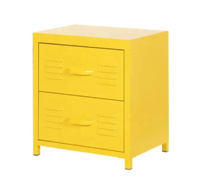 China Knock Down Knock Down Modern Family Colorful Customized Small Steel Storage Cabinet With Two Drawers for sale