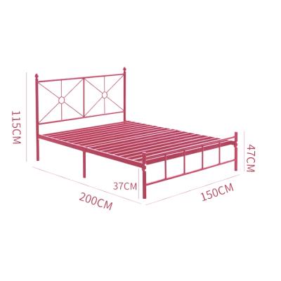 China Sturdy Design Modern Steel Cheap Factory Bed Iron Furniture Bedroom Style Construction Steel Black Double Bed for sale