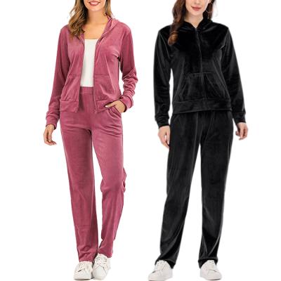 China Anti-pilling Women Clothing Two Piece Velvet Set 2 Piece Velvet Set Velvet Jogger Set Women for sale