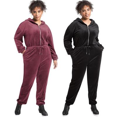 China Oversized velor jumpsuit anti-pilling 2 piece velor women clothing plus size jumpsuit velor jogger set women for sale