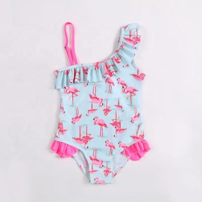 China Removable Padded One Piece Kids Swimsuit Baby Striped Cute Ruffle Swimsuit Girls INS Swimwear for sale