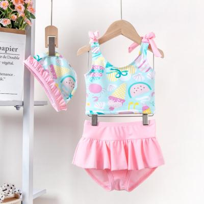 China Wholesale 2021 New Kids Girls Two-Piece Swimsuit Removable Padded Cartoon Print Swimsuit Swimwear Cute for sale