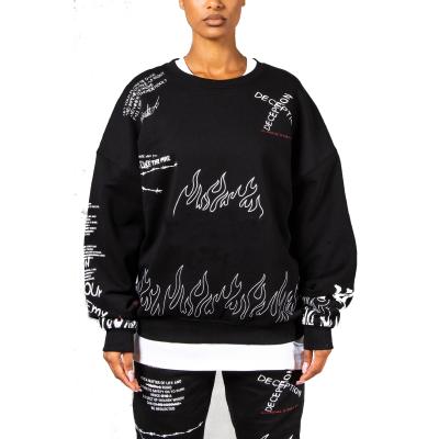 China Breathable high quality unisex women's street printing 100% cotton anti-pilling pullover sweatshirt for sale