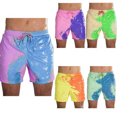 China new Anti-wrinkle men's shorts changing color in water temperature quick-dry swim shorts beach abbreviations men for sale