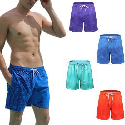 China Anti-Wrinkle Print Men's Quick Dry Beach Wear Swimwear Shorts Color Change Men For Swimming Shorts for sale