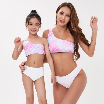 China New Fashion Customized Beach Swimwear Shawl Daughter Dismountable Padded Three-Piece Parent-Child Swimwear for Family Mother Daughter Woman 3 Pieces for sale