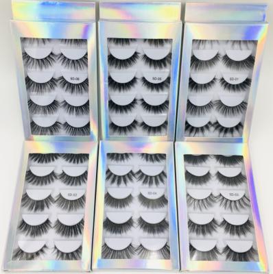 China Feather New Product 5 Pairs Mink Hair Thick Thick Box Laser Eyelash Makeup Imitation Natural Bare Eyelashes for sale