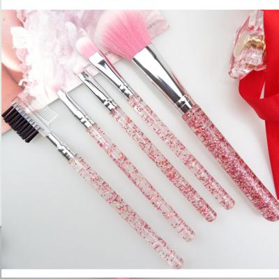 China Angular Blush Pink Wholesale 5pcs Set Makeup Brush Professional Customized Glitter Women Base Cosmetic Lip With PVC Bag Synthetic Hair for sale