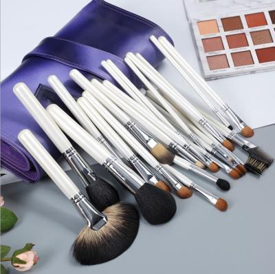 China Angular Blush Wholesale Makeup Supplies Manufacturer 26 Pcs Makeup Set Brush Goat Hair Wood Handle With PU Leather Bag for sale