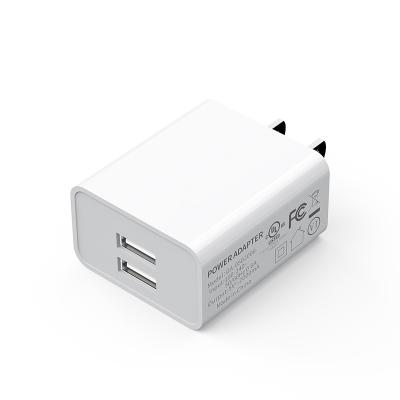 China US Standard Mobile Phone 5V 2A 2 USB FCC Certified High Quality Wall Charger USA Mobile Phone Charger for sale