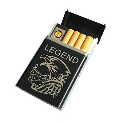 China Modern hot selling product 2 in 1 aluminum alloy usb charged cigarette holder lighter, OEM lighter case for man for sale