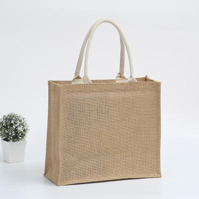 China Reusable Size Custom Logo Jute Tote Premium Shopping Bag for sale