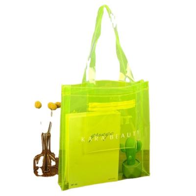 China Fashion Recyclable Custom Ladies Logo Cosmetic Women Tank Bag Clear Laser PVC Hologram Shopping Clean Bag for sale