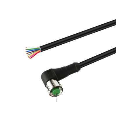 China Industrial / Automation / Automotive Waterproof M12 IP67 A Coding 8 Pin Female Right Angel Sensor Connector and PVC / PUR Wire Harness. for sale