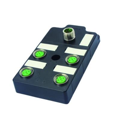 China Cu+Zn (alloy) field-wireable IP67 4-way 4 Pin Female M12 waterproof sensor junction box connector distribution system. for sale