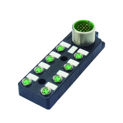 China Industrial/automation/automotive industrial IP67 field-wireable 8 way sensor junction box connectors/Pole 3 Pin M8 and M8 distribution box connectors. for sale