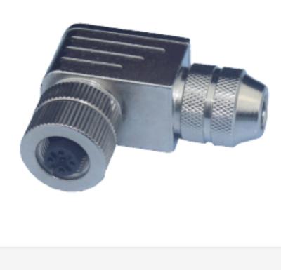 China Automotive field-wireable shielded industrial auto digital M12 protocol 5pin digital female metal bus right angle connectors. for sale