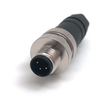 China IP68 M12 3 Pin Connector Plug Industrial / Automation / Automotive Waterproof Circular Un-coding Straight Female Screw Coupling for sale