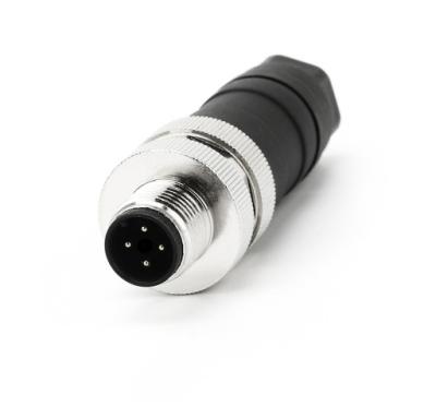 China Industrial / Automation / Un-coding Circular M12 4 Pin Connector Mating Connectors IP68 Automotive Waterproof Male Screw Straight Plug. for sale