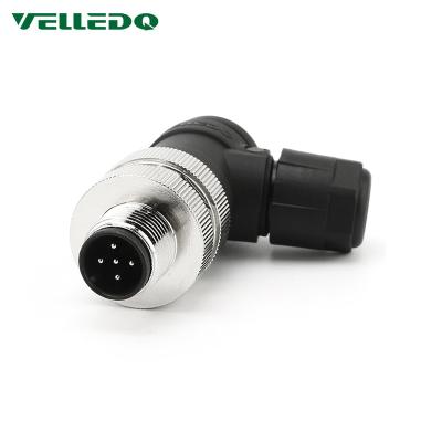 China Industrial / Automation / Automotive IP68 Circular M12 5 Pin Connector Un-coding Elbow Male Screw Plug Waterproof Coupling for sale