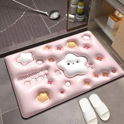 China Cute Sustainable 3D Water Absorbent Blanket Rubber Door Mats Diatom Mud Floor Carpet For Bathroom for sale