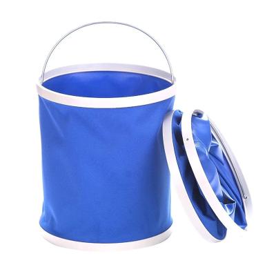 China Factory wholesale viable 2.5 gallon folding oxford cloth blue multifunctional water bucket for outdoor fishing for sale