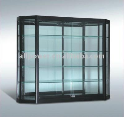 China Wall mounted display case, aluminum profiles, tempered glass, melamine faced panel, halogen lights illumination for sale