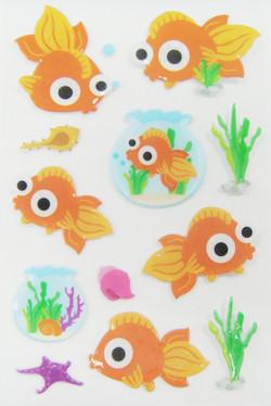 China Die Cut Puffy Fish Stickers Sponge Stickers For Desk / Wall Customized Logo for sale