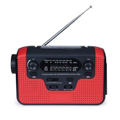 China PORTABLE Emergency Weather Solar Crank AM/FM NOAA Radio with Portable 2000mAh Power Bank, Bright Flashlight and Reading Lamp for sale