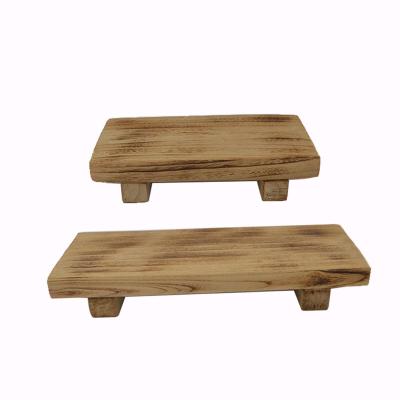 China Traditional Handmade Wooden Tray with Legs Wooden Trays Decorative Display Tray Set of 2 Pieces for sale