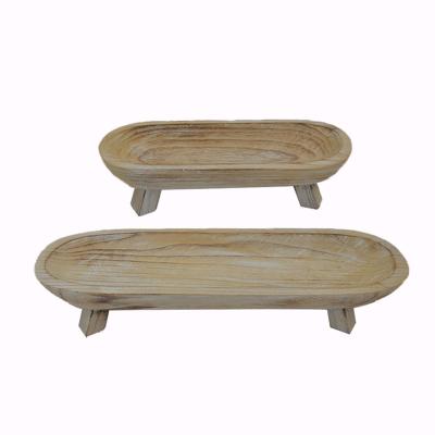 China Custom Traditional Hot Selling Rustic Wooden Serving Tray with Legs for Wedding in Tea Party and Leisure Time for sale