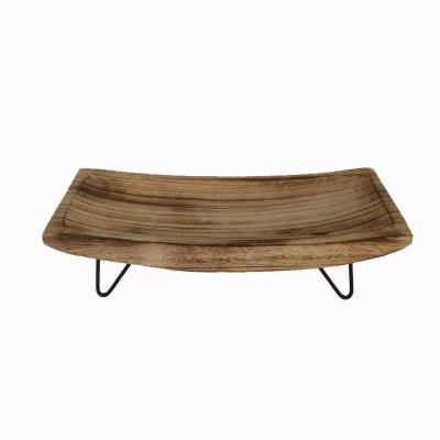 China Traditional Oval Paulownia Wood Tray With Wooden Pot Container Legs Plant Tray for sale