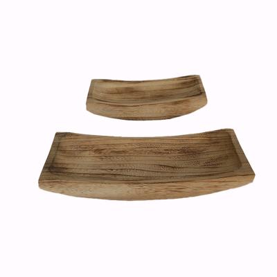 China Traditional Oval Paulownia Wood Tray With Wooden Pot Container Legs Plant Tray for sale