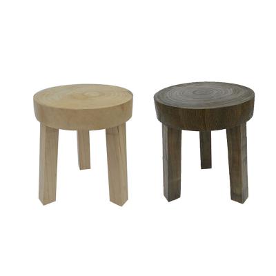 China Traditional Home Wholesale Natural Outdoor Furniture Vintage Solid Wood Round Stool Wooden Stool for sale